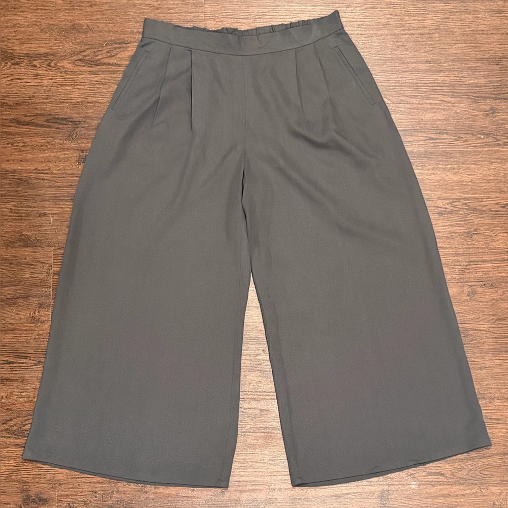 Eileen Fisher Wide Leg Pants Womens Size Medium Crop Pull On Grey Minimalist - Picture 5 of 11